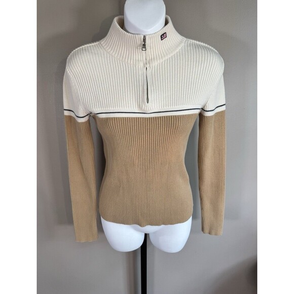 Polo Jeans Ralph Lauren preppy Tight Knit Full Zip Colorblock Small Pink Jacket - Picture 1 of 7